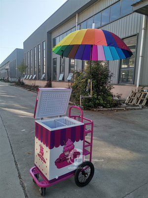 Carrito de helados para comercios móviles con congelador de 80L
