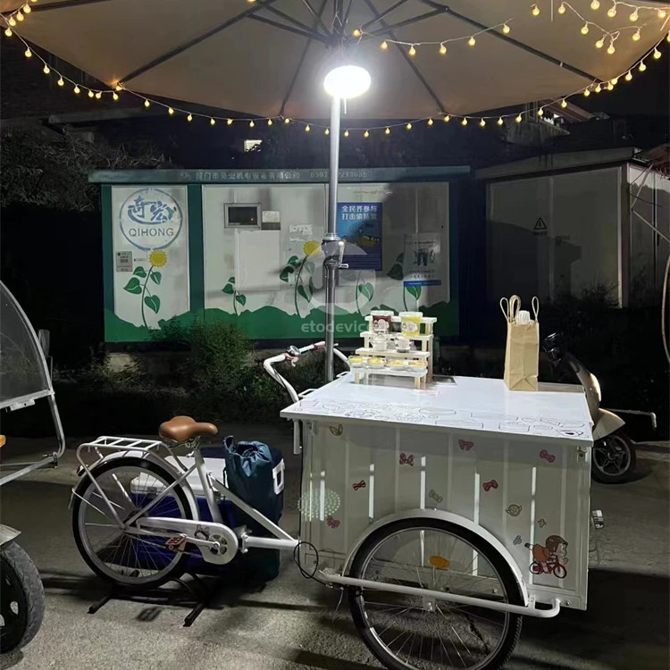 Capacidad de 200 kg Color personalizado Carrito de comida rápida Bicicleta Camión de helados de comida eléctrica