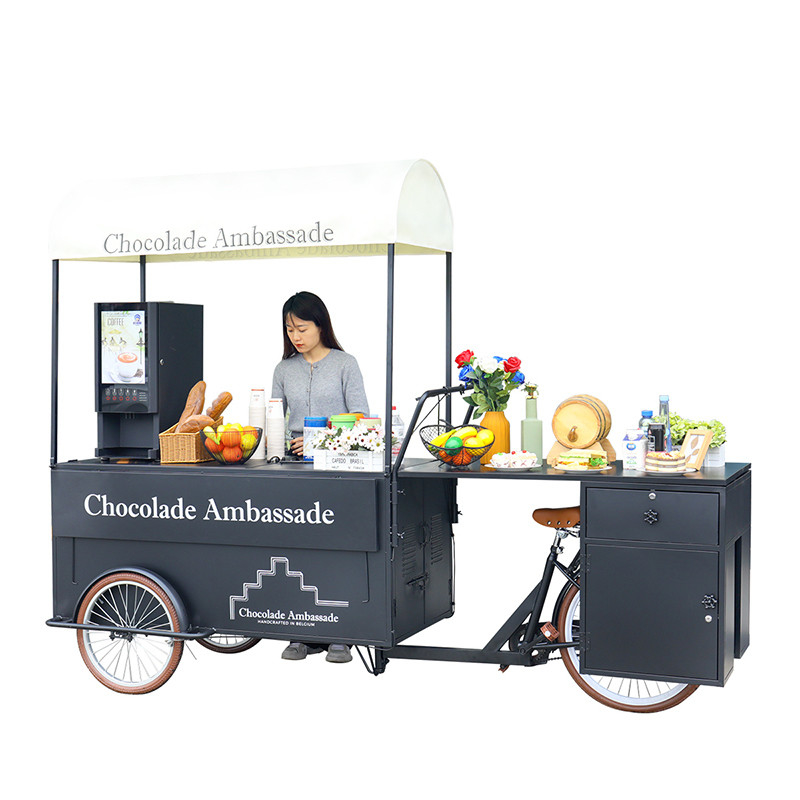 Triciclo para entrega de alimentos Panadería Ocio Equipo de comida rápida Bicicleta Contenedor Camión de comida