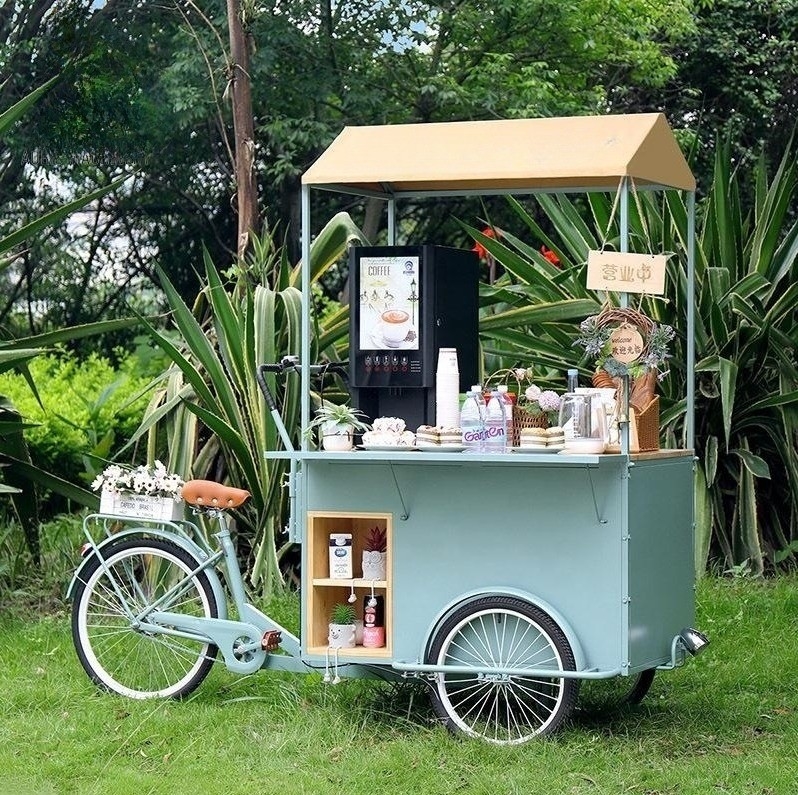 Bicicleta de negocios móviles Triciclo de diseño de comida rápida Triciclo de motor para tiendas de alimentos y bebidas