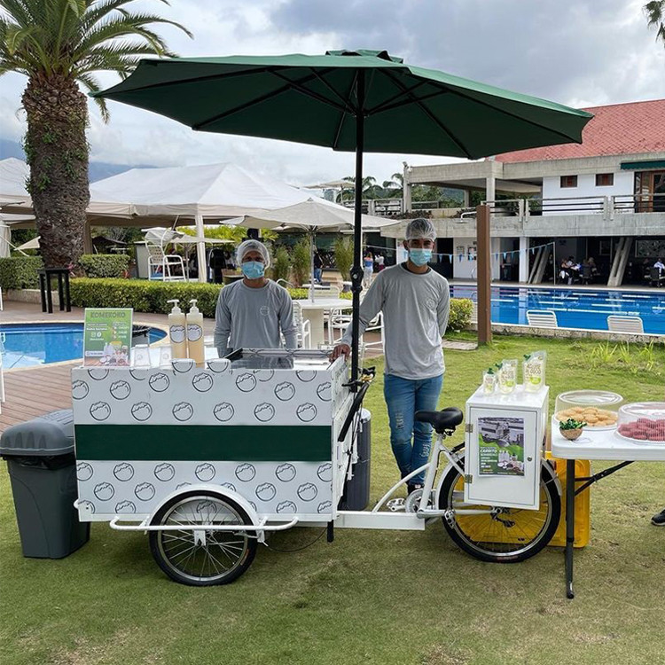 Cesto y mesa de trabajo eléctricos de carga remolque de bicicleta para el transporte móvil de alimentos