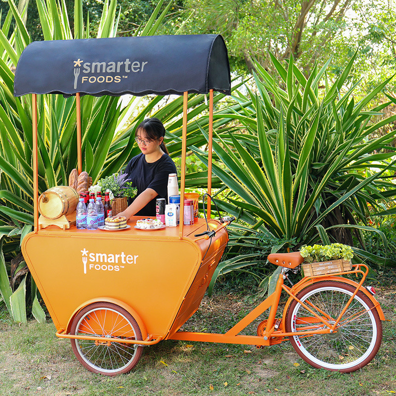 Carro de café móvil Triciclo eléctrico Snack Vending Van Food Truck barbacoa de 3 ruedas Negro
