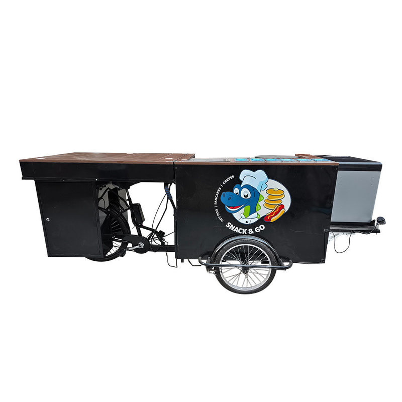 Carritos de comida en bicicleta de tres ruedas Alta productividad para la venta callejera de comida rápida