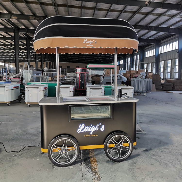 pequeño carrito de helados con congelador de helados carrito móvil de helados carrito de comida vendedor de helados