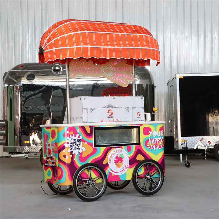 2023 Nuevo diseño de café triciclo bicicleta carreta de alimentos para negocios móviles Carreta de helados Bicicleta de helado