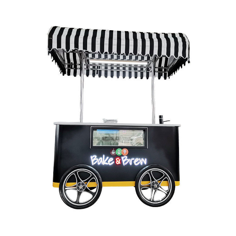 Nuevo estilo Carro móvil de helados duros con luz LED Italia Carro de helados de buena calidad Carro de helados con CE