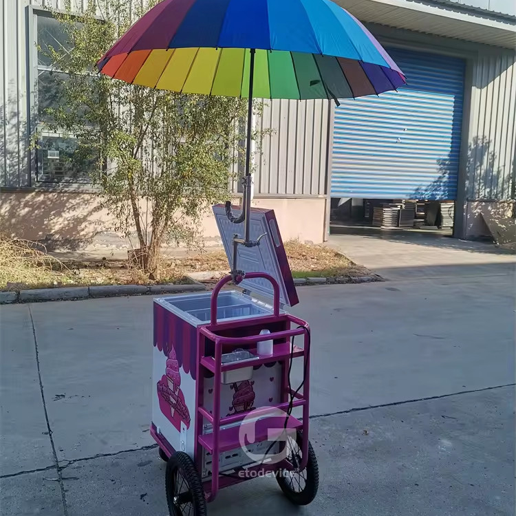 Carro de venta de helados Carro de venta de concesión de aperitivos de comida Carro de venta móvil